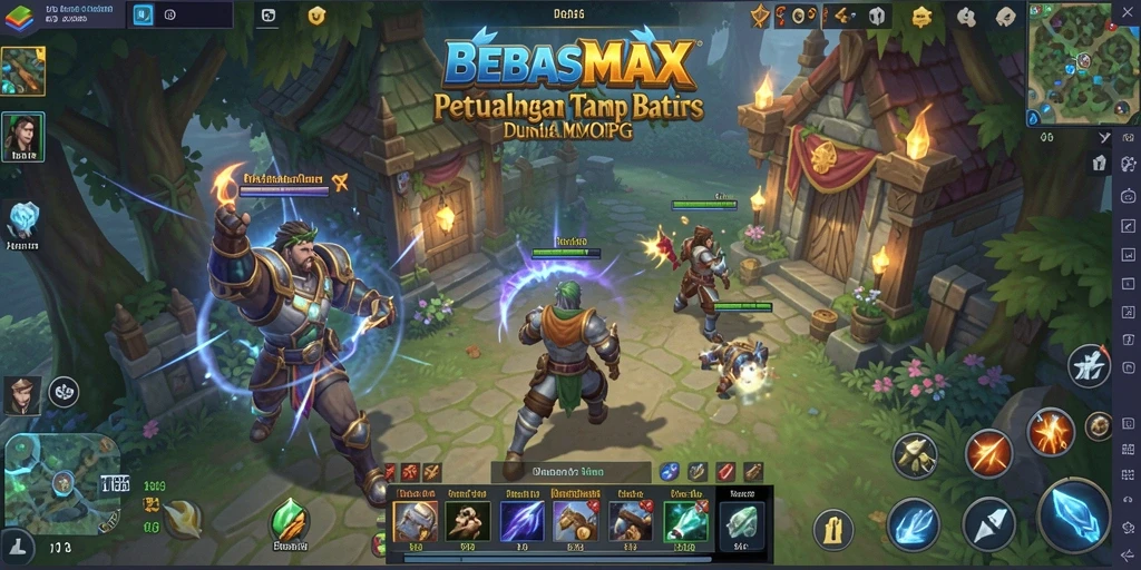 Screenshot utama gameplay BEBASMAX dengan karakter yang beraksi di medan perang.