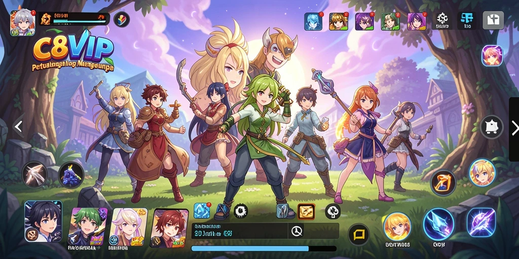 Screenshot C8VIP menampilkan aksi seru dalam permainan anime yang mendebarkan.