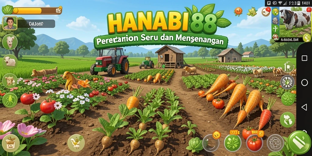 Tampilan gameplay memukau dari HANABI88 saat bertani.