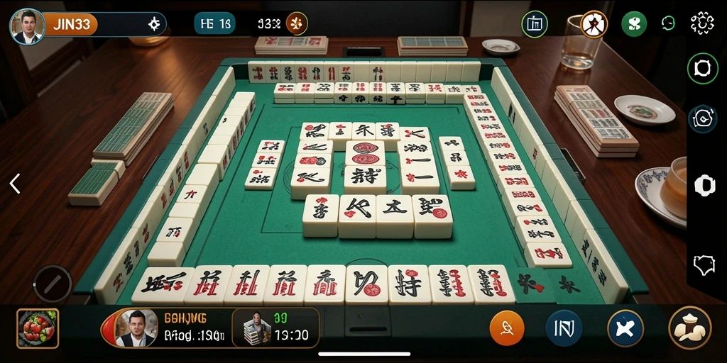 Screenshot gameplay JIN33 menampilkan tindakan mencocokkan ubin Mahjong.