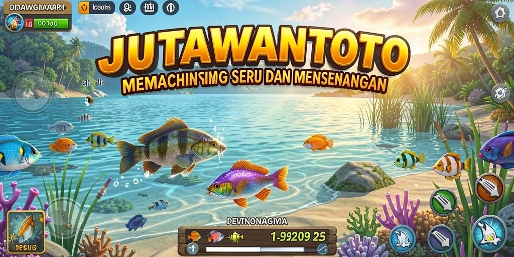 Tampilan gameplay JUTAWANTOTO yang seru dan realistis dalam memancing.