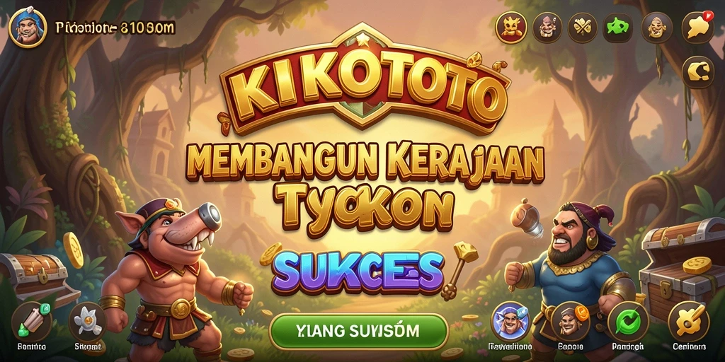 Screenshot gameplay KIKOTOTO yang menunjukkan keseruan membangun kerajaan bisnis.