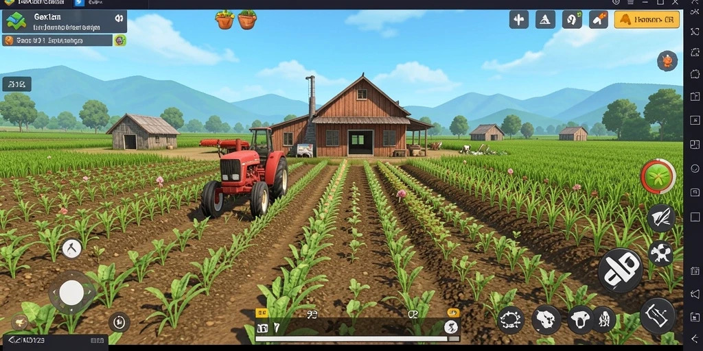 Tampilan seru dari gameplay NOX123 dengan pertanian yang subur.