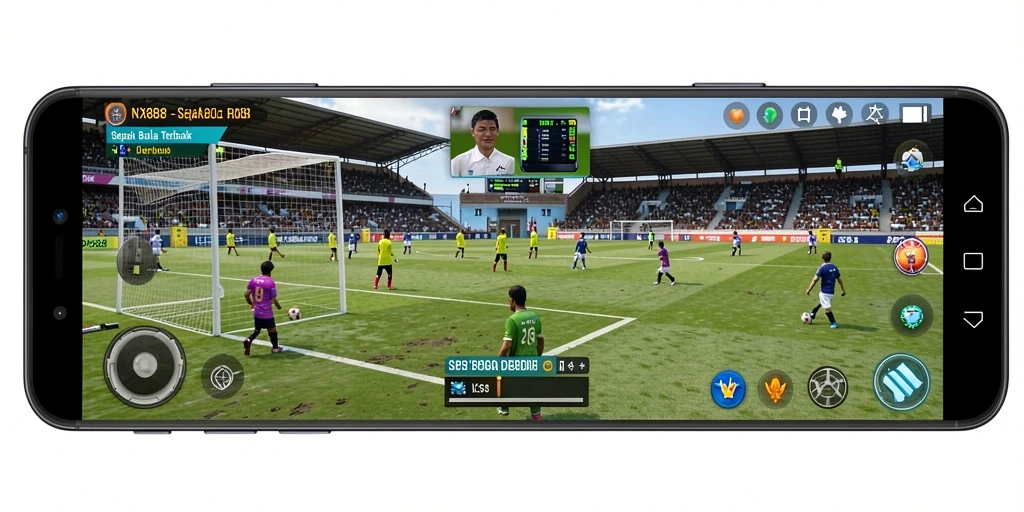 Gameplay menarik dari NX888 yang menggambarkan pertarungan tim sepak bola.