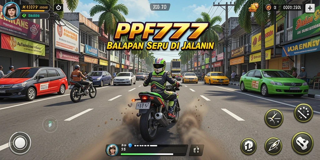 Tampilan gameplay seru di PF777 dengan balapan mendebarkan.