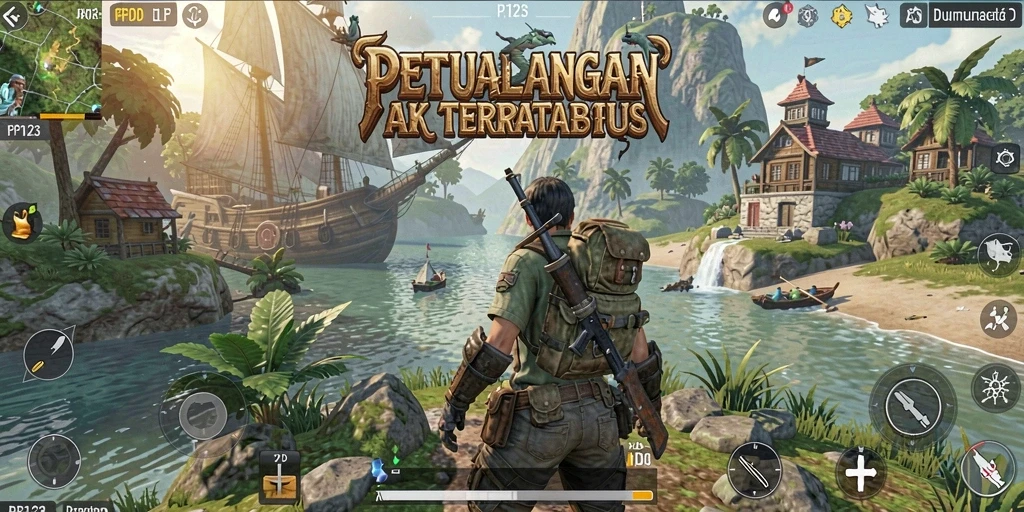 Tampilan gameplay seru PP123 di dunia terbuka yang luas.
