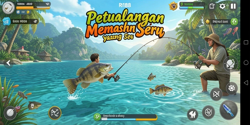 Tampilan gameplay seru saat menangkap ikan besar di RI188.