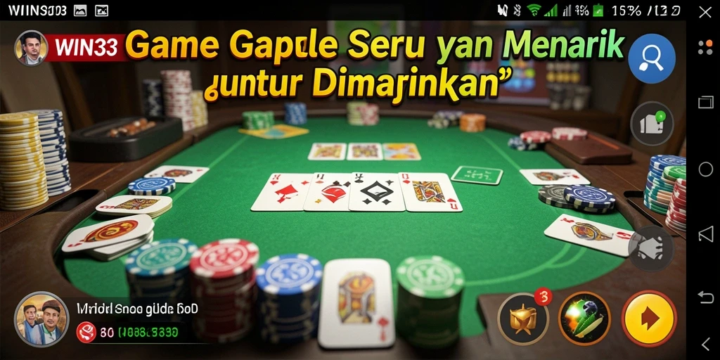 Gameplay Gaple seru di WIN33 dengan teman-teman.